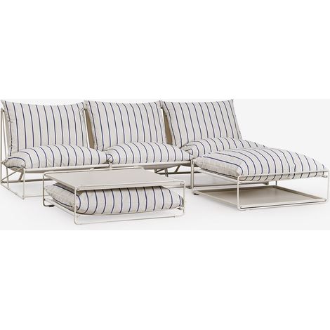 Conjunto de jardín con sofá modular de 3 piezas, mesa auxiliar y puff convertibles Amaro SKLUM
