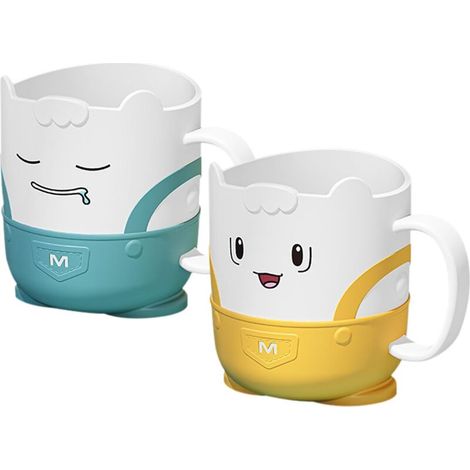 Mug de salle de bain, porte-brosse à dents (lot de 2), mug à brosse à dents mignon avec motif dessin animé, mug en plastique résistant, pour une utilisation quotidienne par les garçons et les filles (1/4)