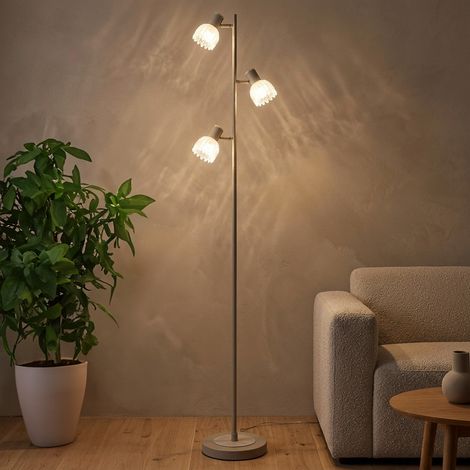 Lampada da terra a LED, lampada da soggiorno, faretti orientabili, color sabbia, H 154 cm (1/5)
