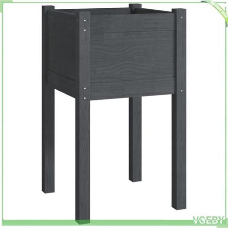 Jardinière d'extérieur - FAFEICY - 810793 - Bois de pin massif - Gris - 40x40x70 cm (1/5)