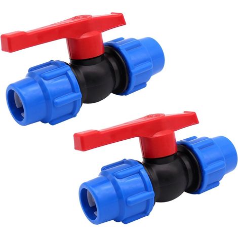 2 x Polypropylene Fittings for PE Pipe 25 mm, PP Connector for Water Pipe Clamp Connector for Pipes Plumbing Fittings Adapter, Valve in Line (1/5)