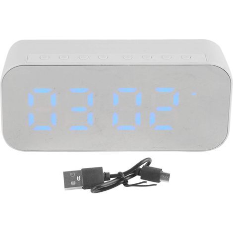 Réveil avec enceinte Bluetooth multifonctionnelle portable, mini enceinte sans fil, idéale pour l'extérieur et la maison (blanche). (1/5)