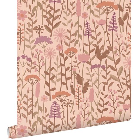 papier peint fleurs des champs vieux rose - ESTAhome (1/5)