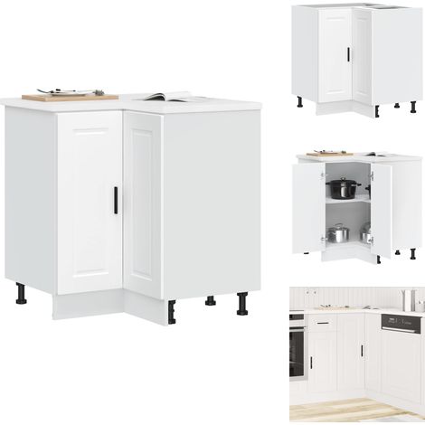 Vidaxl – Armoire d'angle de cuisine blanche en bois d'ingénierie – Dimensions 75,5 x 75,5 x 81,5 cm – Avec pieds réglables et grand espace de rangement (1/5)