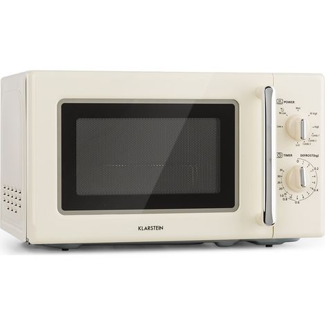 Klarstein Caroline Microondas con grill  20 litros  Microondas de 700 W/Grill de 1000 W  Plato giratorio de 25,5 cm de Ø  QuickSelect  Diseño retro