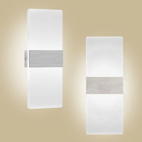 6W Indoor Wall Light, Brushed Silver White, AC 85-265V, Modern Acrylic Light for Hallway, Bedroom, Staircase, Decorative Lighting. Lamp Size: 29 x 11 x 4.5 mm (1/5)