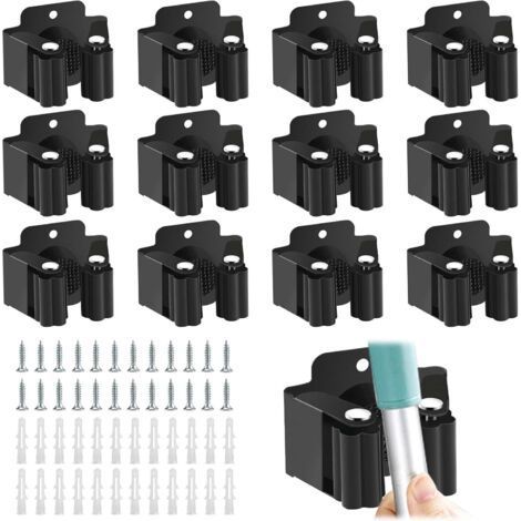 Set mit 12 Wandbesenhaltern, Werkzeughalter zum Aufhängen von Gartengeräten und Besen, geeignet für Mopps, Besen, Schaufeln und andere Werkzeuge. (1/5)