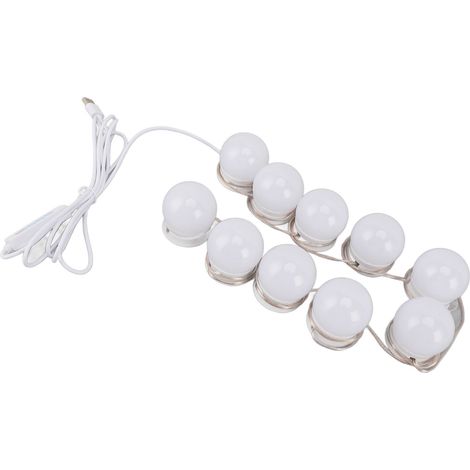 Éclairage LED pour coiffeuse avec 10 ampoules à intensité variable, couleur et luminosité réglables via USB, idéal pour le maquillage, le dressing ou la salle de bain. (1/5)