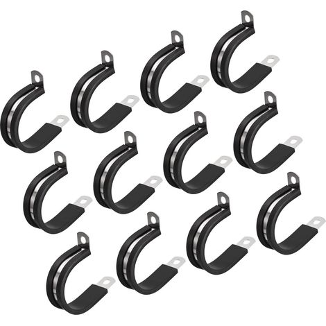 Lot de 12 colliers de serrage R en acier inoxydable 304, 32 mm, isolés en caoutchouc, pour tuyaux et câbles
