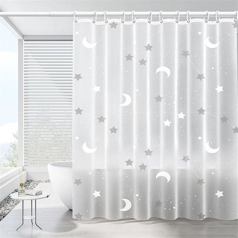 Rideau de douche blanc imperméable 150 x 200 cm avec crochets, épais et résistant à la moisissure, pour une intimité optimale. (1/5)