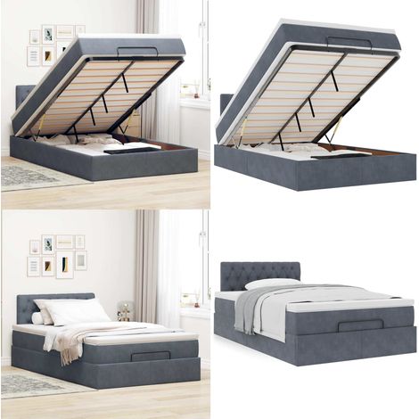 vidaXL Lit ottoman avec matelas gris foncé 120x190 cm velours (1/5)