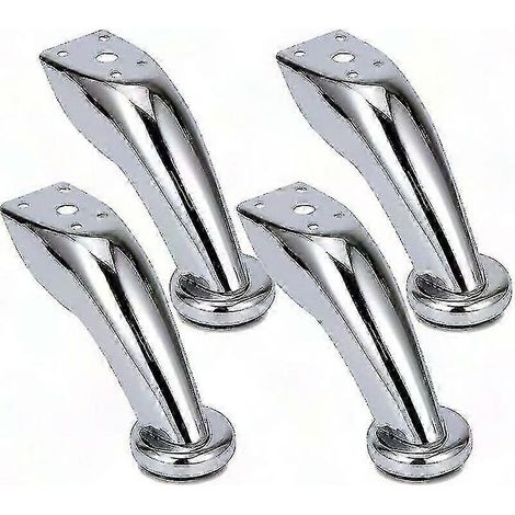 Quatre pieds de canapé en acier inoxydable chromé, compatibles avec différents meubles. (1/4)