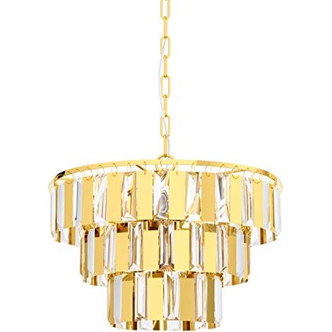 Lampadario A Sospensione Moderno Erseka Acciaio Ottone Cristallo 5 Luci E14 (1/3)