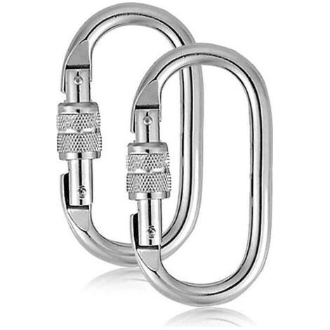 2 Stück 25kn Kletterkarabiner, O-Lock-Karabiner mit Spannern, geeignet zum Klettern, Abseilen, Wasserflaschen (1/5)