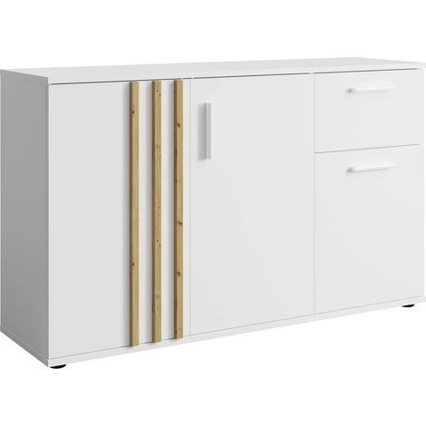 AX LIVING Kommode mit Schublade Turell 3T1SZ – 120 cm breit, Weiß