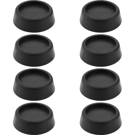 Lot de 8 patins en caoutchouc anti-vibrations pour lave-linge, sèche-linge à pompe à chaleur et évacuation d'air, rehausseurs de 20 mm, noir (1/5)