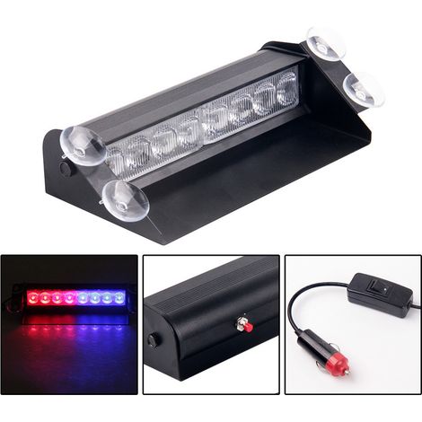 Lampe stroboscopique clignotante à 8 LED rouges et bleues pour voiture (12 V CC), avec 8 LED. (1/5)
