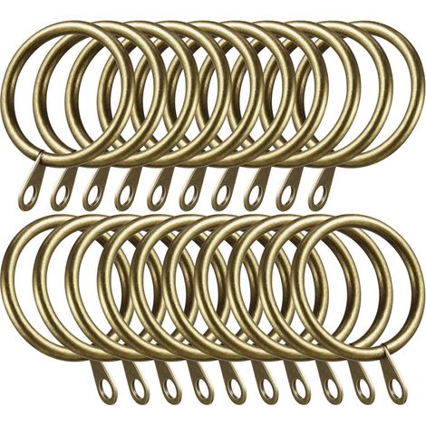Lot de 20 anneaux métalliques pour rideaux et tentures – Anneaux de suspension coulissants (diamètre intérieur 30 mm) – Finition laiton antique (1/5)