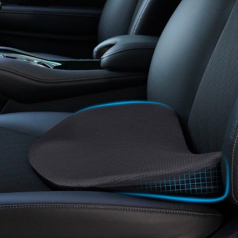 Autositzkissen aus Memory-Schaum, Fahrersitzkissen, Reiseaccessoires für lange Autofahrten (Schwarz) (1/5)