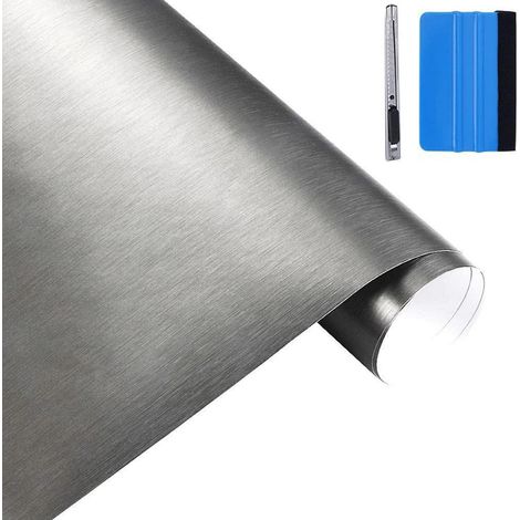 Graue gebürstete Edelstahl-Vinylfolie 5cm x 900cm matt metallic für Auto, Laptop, Möbel (1/5)