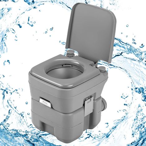 Goplus – Toilette chimique portable 20L – Réservoir amovible 12L – Dimensions 42x36x43cm – Étanchéité double pour éviter les fuites
