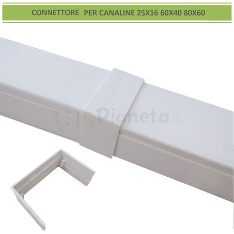 Connettore giunto per canaline elettriche passacavi coprifili bianco giunzione collegamento 25x16 60x40 80x60 60x40