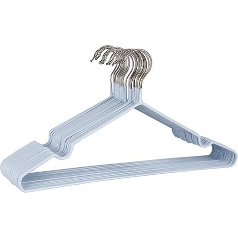 Lot de 10 cintres de 40 cm en métal et plastique, étendoir à linge pour dortoir, bleu (1/5)