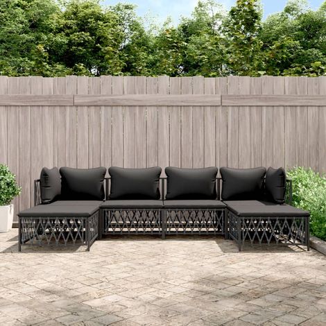 6-tlg. Garten-Lounge-Set mit Kissen Anthrazit Stahl (1/5)