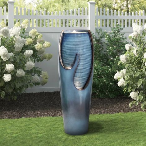 98 cm hoher Wasserbrunnen aus Glas für die Innen- und Außendekoration im Hausgarten (1/5)