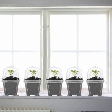 Lot de 10 pots de pépinière transparents avec dôme d'humidité - Pot de jardinage en plastique de 7,6 cm, contenant en plastique durable pour semis, légumes, plantes grasses et boutures