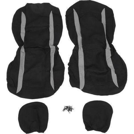 Set of 4 universal protective covers for car seat headrests (grey + black) (1/5)