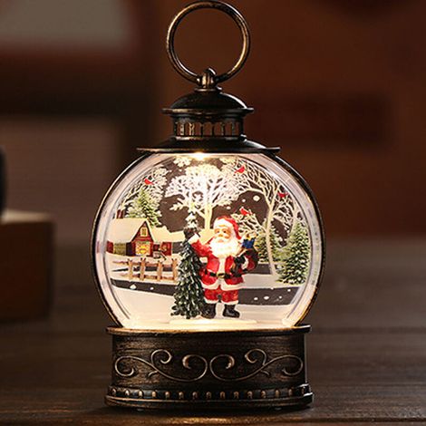 Lanterne de style de noël, bougie électronique, veilleuse, impression couleur plate, décoration de scène, cadeau pour personnes âgées (1/5)