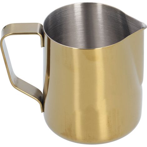 Pitcher à lait en acier inoxydable 304 avec bec verseur pointu et échelle intérieure, 600ml, idéal pour mousser le lait à la maison (étiquette incluse) (1/5)