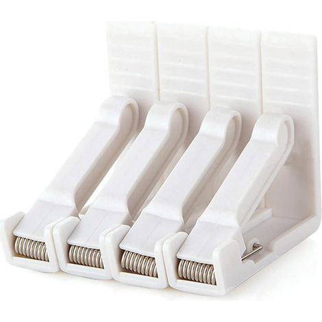 Pince spéciale 4 pinces à nappe en plastique blanc avec pinces réglables haute tension épaisseur de table environ 4,5 cm pinces de (1/5)