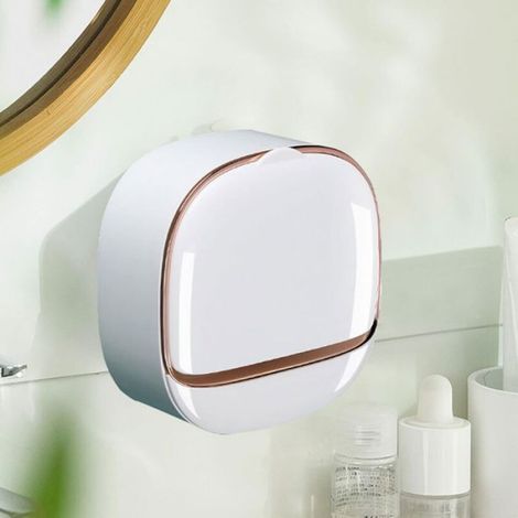 Porte-savon mural pour salle de bain bote savon tanche avec couvercle rabattable auto-drainant (1/4)