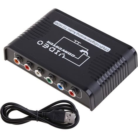 Ecleanfy - Convertisseur HDMI vers composantes Avedio Connect compatible HDMI vers adaptateur audio/vidéo 5RCA RGB+R/L 1080p YPbPr