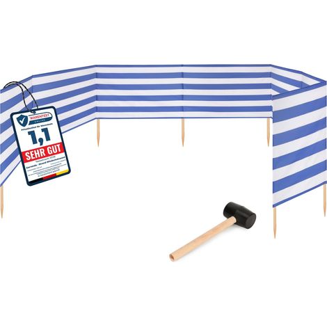 Garronda Paravent Plage Coupe-Vent Camping Brise-Vent avec Marteau en Caoutchouc GAEX001 (Rayures, 10 m) (1/5)