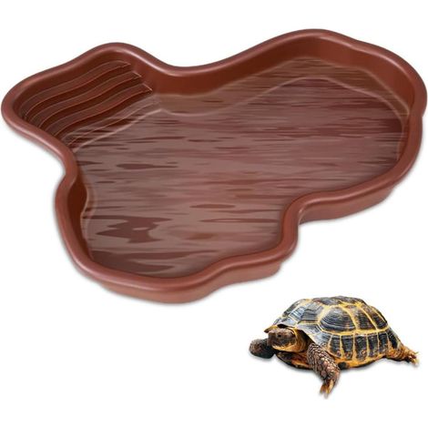Bac à bain pour tortues avec rampe et plate‑forme solaire, bac d’eau pour tortues pour terrarium et habitat animalier (1/4)