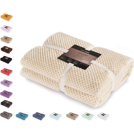 DecoKing- Coperta in Microfibra, Pile Morbido, Tessuto, 170 x 210 cm, Beige (1/5)