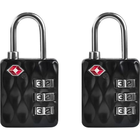 Cadenas pour bagages, cadenas à combinaison 3 chiffres pour casier, petit cadenas à code pour valise, unité de rangement, clôture extérieure, fermeture éclair (Noir+Noir) (1/5)