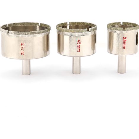 Lot 3 trépans diamantés 35/45/55 mm pour porcelaine, marbre, verre, granit et carrelage (1/5)