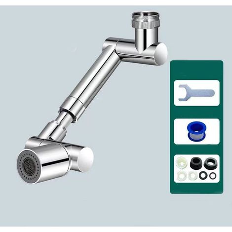 1440° drehbarer Wasserhahn-Verlängerer für Badezimmer, Weitwinkel-Rotationsroboterarm-Wasserdüsen-Wasserhahn-Adapter, drehbarer multifunktionaler Verlängerungshahn-Spritzfilter-Küchenhahn-Verlängerung (1/4)