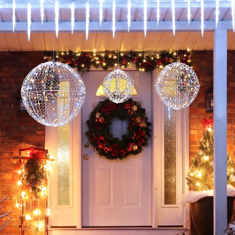Lot de 3 Boules Lumineuses, Décoration Noël Extérieur Intérieur, 435 Lumières LED, 3 Couleurs de Lumière, 8 Modes, Boules Noël Suspendu (1/5)