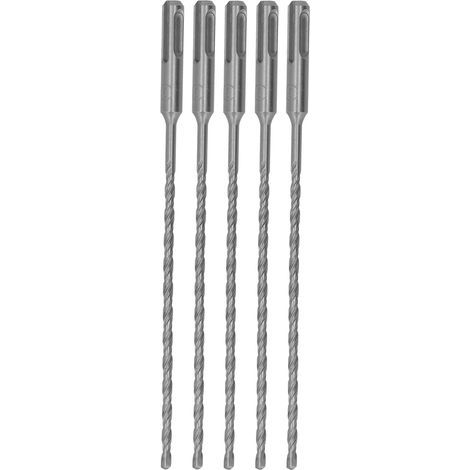 5 pièces forets à percussion avec pointe en carbure foret de marteau rotatif 2 spirales à cannelures pour béton de brique 210mm 5mm/0,2 pouces (1/5)