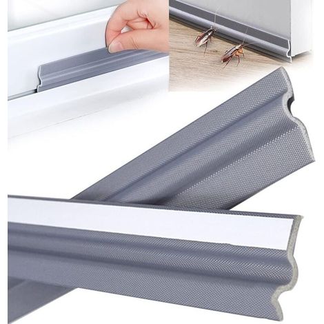 SABIR 196 pouces / 5 m Gris Forme de T Boudin fenêtre coulissante Porte Entrée, PU Mousse Joint auto-adhésif isolant étanche Bande d'étanchéité pour fenêtres froid aluminium sous porte extérieure Gris (1/5)