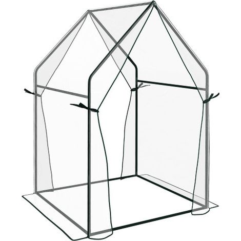 Serre 90 x 90 x 145 cm en aluminium avec double porte, résistante au vent, en PE transparent pour plantes de jardin – 1 pièce, livraison sur place (1/5)