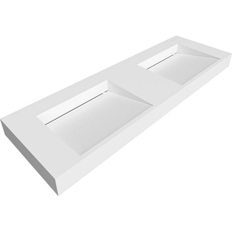 Plan double vasque Solid Surface Balneo SERAVIA blanc 140 cm (1/5)