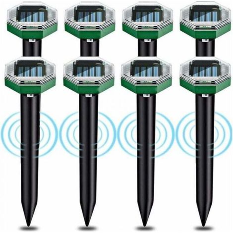 8-pack Solar-powered Ultrasonic Mole Repeller, Solar-powered Ultrasonic Mole Repeller with IP65 Waterproof Rating, Suitable for Gardens, Patios and Lawns to Repel Moles (1/4)