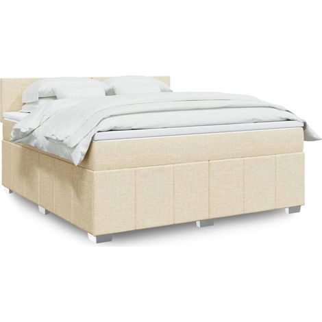 Boxspringbett mit Matratze Creme 180x200 cm Stoff