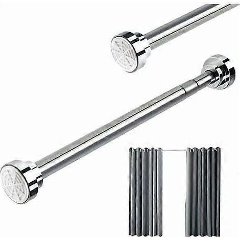 Barre de rideau de douche télescopique 55-85 cm en acier inoxydable, extensible sans perçage, longueur ajustable pour armoire, salle de bain, fenêtres, portes (1/4)